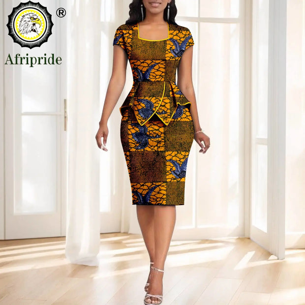 African Clothes for Women Half Sleeve High Waist Embroidery Tops and Skirts 2 Piece Set Print Outfits Elegant Attire 2526024