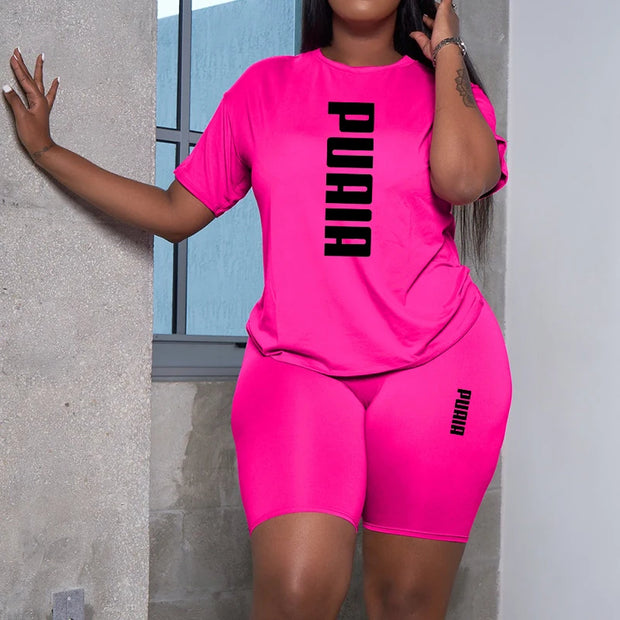 Women Casual Sports Outfits Summer Home Outdoor Comfortable Cool Shorts Tracksuit 2pcs Set Urban Fashion Short Sleeve Streetwear