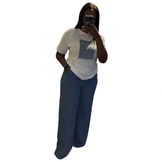2 Piece Women Set Dashiki African Clothes Summer Autumn New Fashion Short Sleeve Top And Pants Suit Party Lady Matching Sets