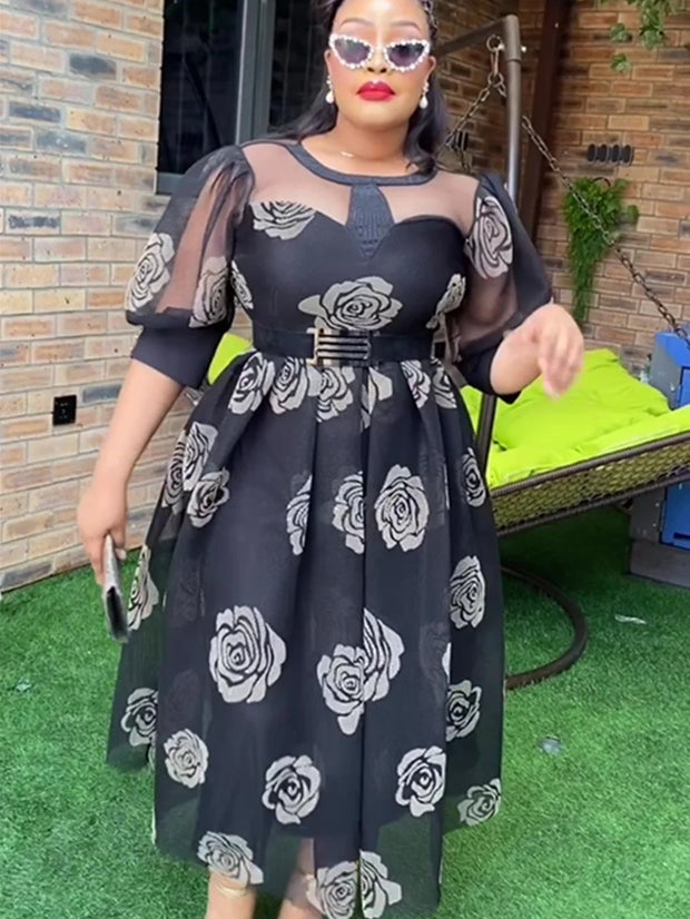 Fashion Plus Size African Party Dresses for Women Dashiki Ankara Lady Evening Gowns Elegant Turkey Muslim Maxi Dress 2024 New