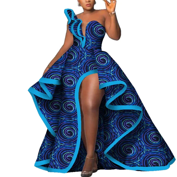 Dashiki Party Dresses Fashion Robe Africaine Ankara Floral Print Maxi Long Strapless Dresses African Dresses for Women WY6981