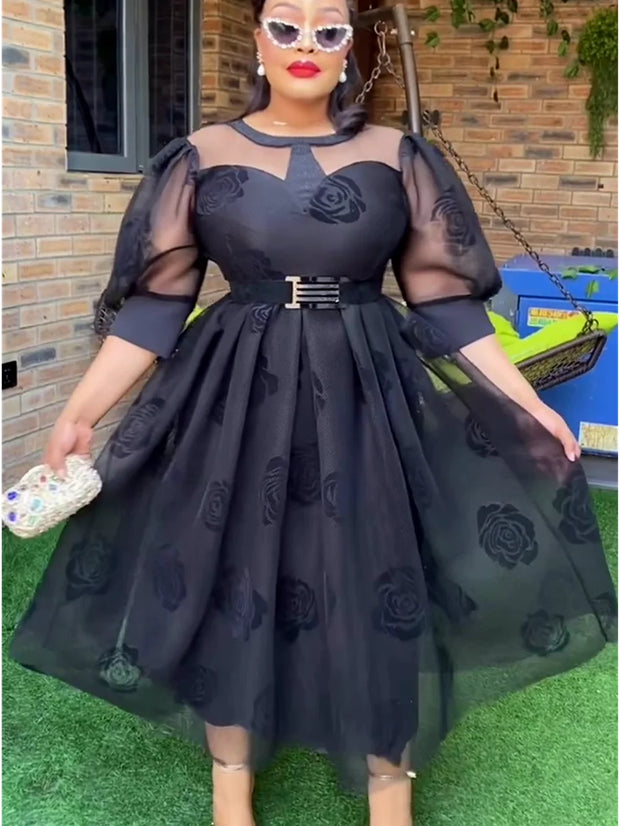 Fashion Plus Size African Party Dresses for Women Dashiki Ankara Lady Evening Gowns Elegant Turkey Muslim Maxi Dress 2024 New