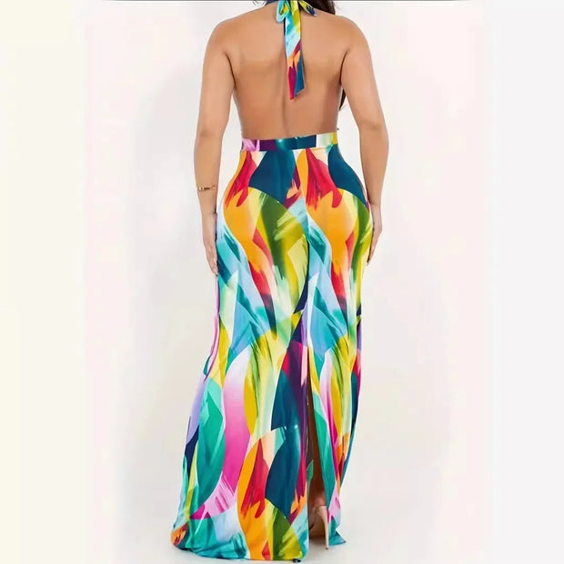 31337 New Women's Clothing European Style Halter Neck Dress Sleeveless Vestido Unique Amazon Best Seller Fashionable Dress