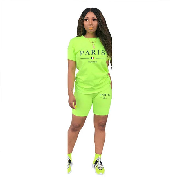 Women's Tracksuit Casual Two Piece Set for Short Sleeve Daily Summer Woman Clothing Shorts T-Shirts O-Neck Matching Sets Womens
