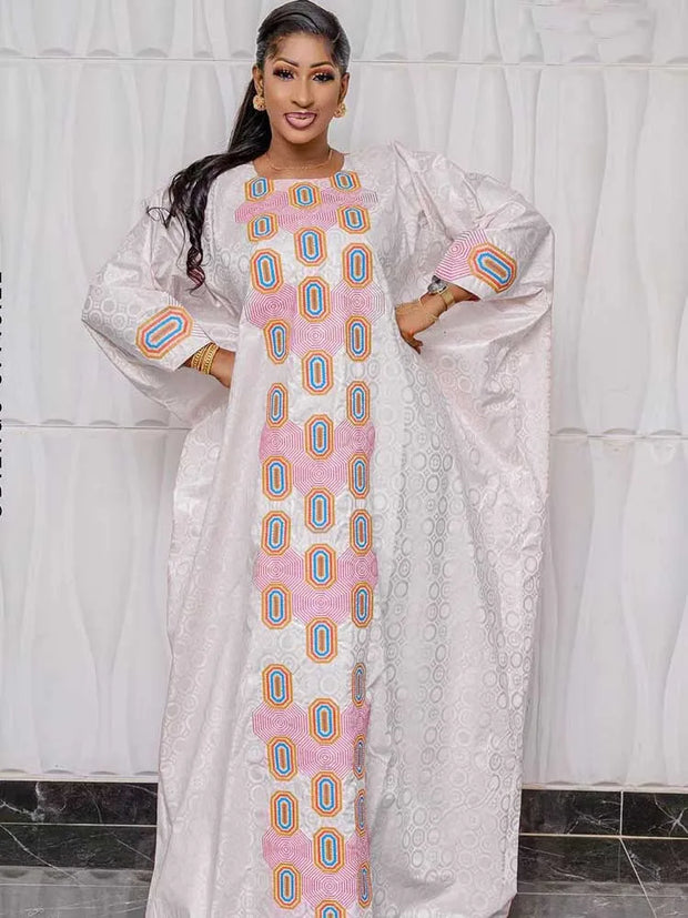 Rose Red Bazin Riche Printed For African Women Ankara Senegal Traditional Wedding Party Clothing Bazin Boubou Dashiki Robe