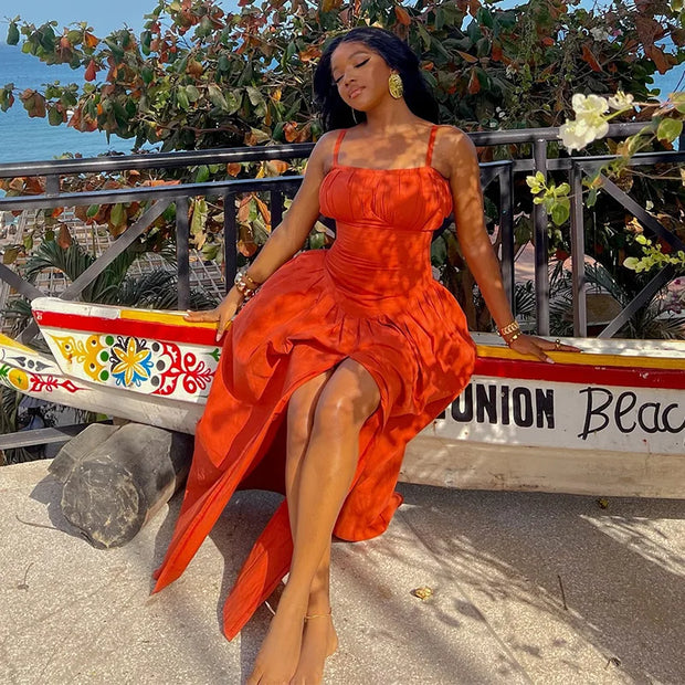 CM.YAYA 2024 Summer Sleeveless Sweet Cute Strapless Slim Floor-Length Long Women Dress Beach Party Sexy Streetwear Maxi Dresses