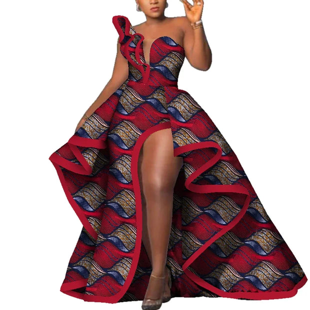 Dashiki Party Dresses Fashion Robe Africaine Ankara Floral Print Maxi Long Strapless Dresses African Dresses for Women WY6981