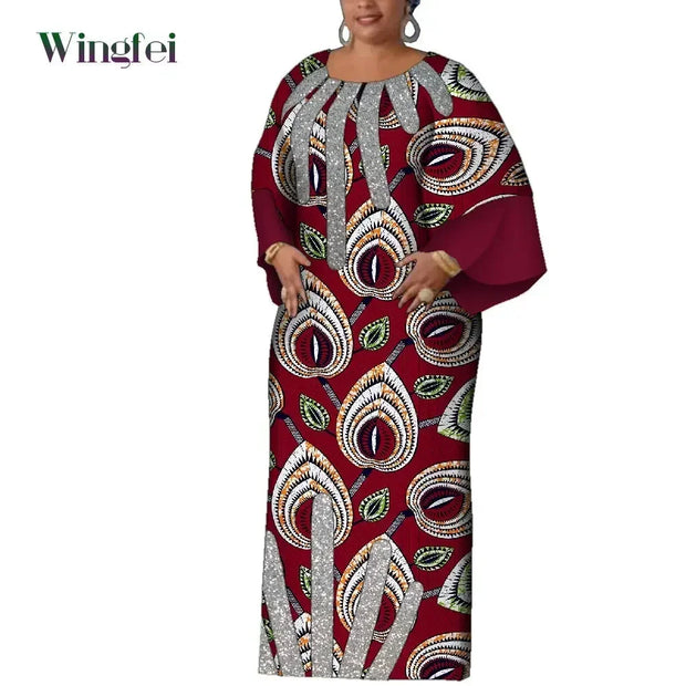 African Women Print Dresses Elegant Dashiki Maxi Long Dresses Ankara Fashion African Clothes Nigerian Dresses for Women Wy2124
