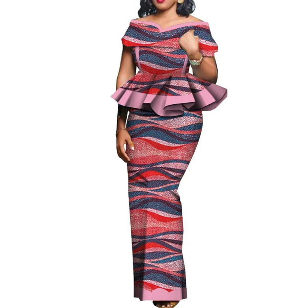 Party African Dress Women Skirt Sets Traditional  2 Pieces Suits Custom Made Dashiki Tops and Skirts Plus Size Clothing WY5104