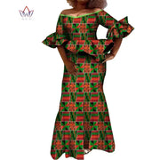 Flare Sleeve Women Skirt Set Dashiki Ankara Party 2 Pcs Sets Tops and Skirt Sets for Women African Women Clothing WY8431