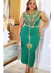 Plus Size African Wedding Party Dresses for Women 2025 New Dashiki Ankara Evening Gown Elegant Turkey Outfit Robe Africa Clothes