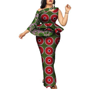 BintaRealWax African Women Clothing Bazin Rich Top and Skirt Sets Plus Size 7XL African Clothing 2 Pieces Skirt Set WY9067