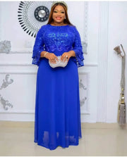 Customized African Party Dresses for Women 2025 Fashion Dashiki Ankara Lace Wedding Gowns Elegant Turkey Muslim Maxi Dress Plus