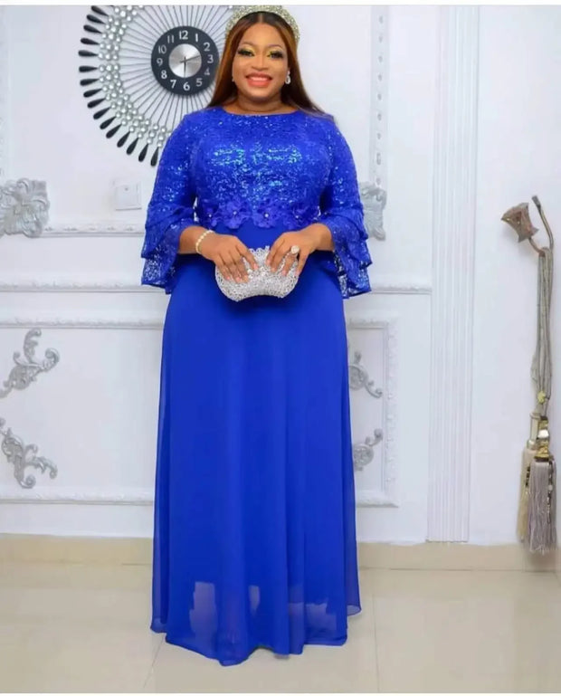 Customized African Party Dresses for Women 2025 Fashion Dashiki Ankara Lace Wedding Gowns Elegant Turkey Muslim Maxi Dress Plus