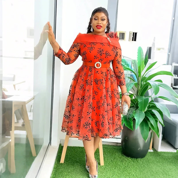 African Dresses for Women 2025 Plus Size Evening Party Long Dress Africa Clothing Elegant Turkey Muslim Print Maxi Dress