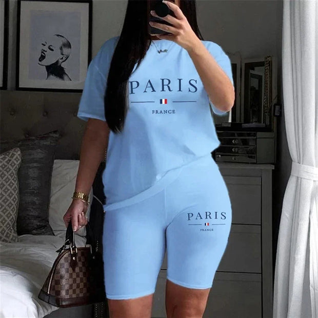 Women's Tracksuit Casual Two Piece Set for Short Sleeve Daily Summer Woman Clothing Shorts T-Shirts O-Neck Matching Sets Womens
