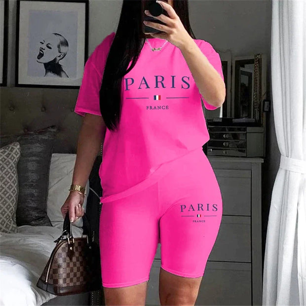 Women's Tracksuit Casual Two Piece Set for Short Sleeve Daily Summer Woman Clothing Shorts T-Shirts O-Neck Matching Sets Womens