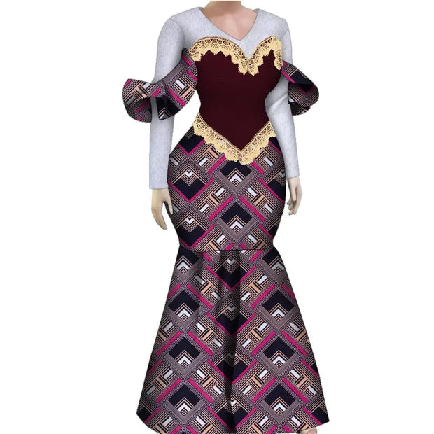 Women African Plus Size Evening Dresses Wedding Party Long Luxury Lace Gown Bodycon Mermaid Dress Ankara Dresses Clothing WY1490