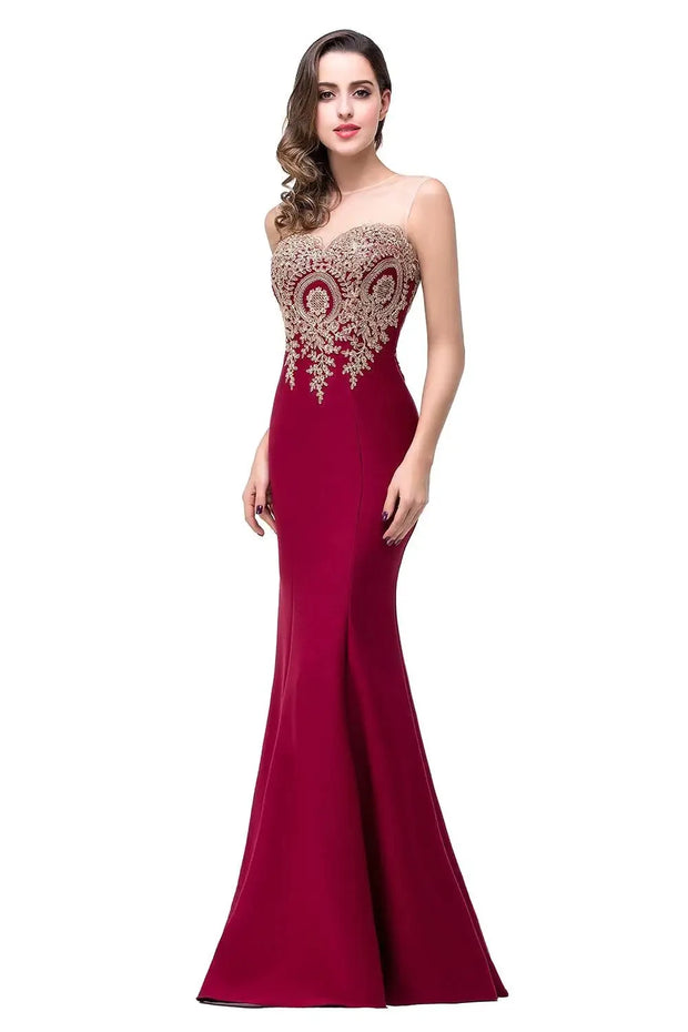 Elegant Mermaid Evening Dress Women Golden Appliques Lace Royal Blue Sweetheart Illusion Wedding Party Prom Gowns Robe de Soiree
