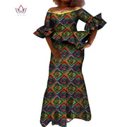 Flare Sleeve Women Skirt Set Dashiki Ankara Party 2 Pcs Sets Tops and Skirt Sets for Women African Women Clothing WY8431
