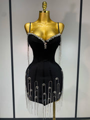 Women Sexy Backless Spaghetti Strap Bodycon Black Sleeveless Bandage Dress Elegant Prom Gown Club Evening Party Birthday Dresses