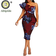 African 2 Piece Set for Women Crop Top + Print Skrit Set Ankara Clothing Dashiki Outfits Blouse Shirt Midi Skirt Casual S1926100
