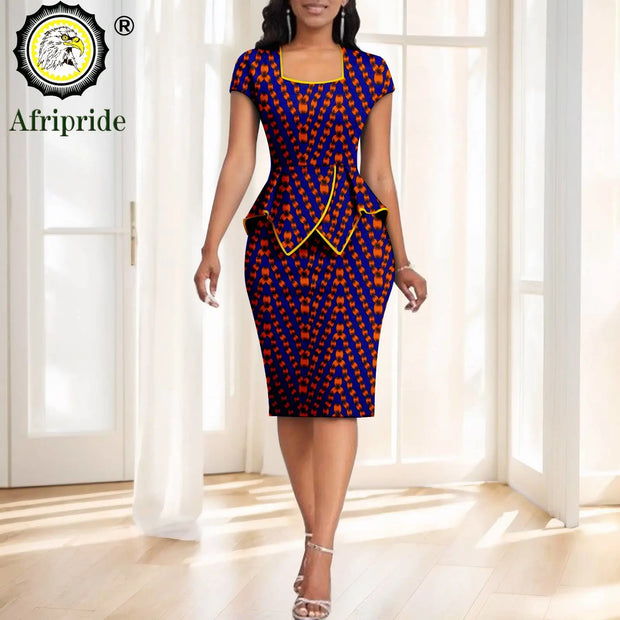 African Clothes for Women Half Sleeve High Waist Embroidery Tops and Skirts 2 Piece Set Print Outfits Elegant Attire 2526024