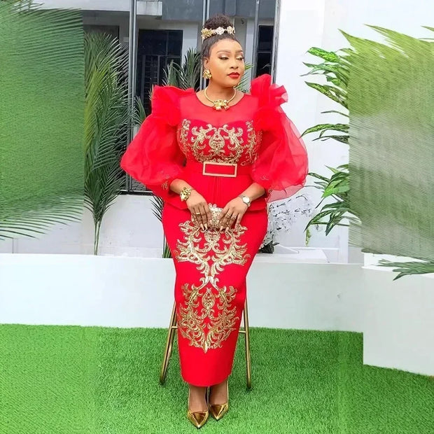 African Clothes 2025 New African Dresses for Women Fashion Plus Size Sequin Evening Party Long Dress Dashiki Ankara Outfits Robe
