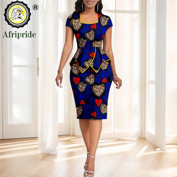 African Clothes for Women Half Sleeve High Waist Embroidery Tops and Skirts 2 Piece Set Print Outfits Elegant Attire 2526024