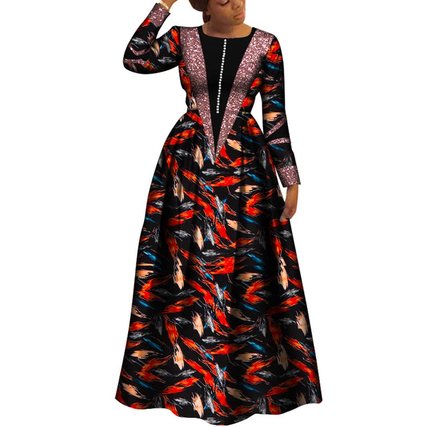 African Dresses for Women Dashiki Dress African Print Robe Africaine Femme Plus Size Africa Clothing Wedding Party WY8034