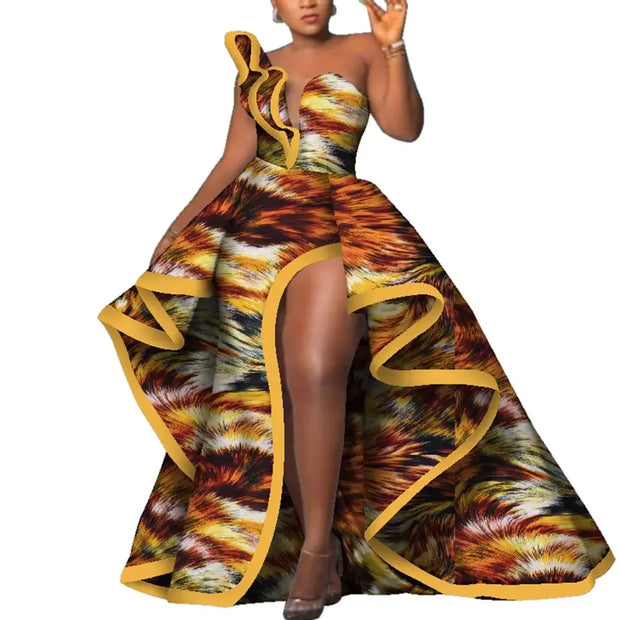 Dashiki Party Dresses Fashion Robe Africaine Ankara Floral Print Maxi Long Strapless Dresses African Dresses for Women WY6981
