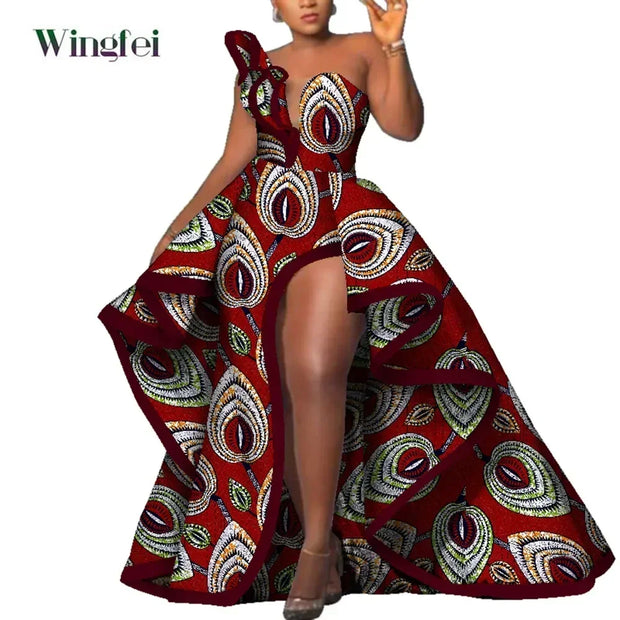 Dashiki Party Dresses Fashion Robe Africaine Ankara Floral Print Maxi Long Strapless Dresses African Dresses for Women WY6981