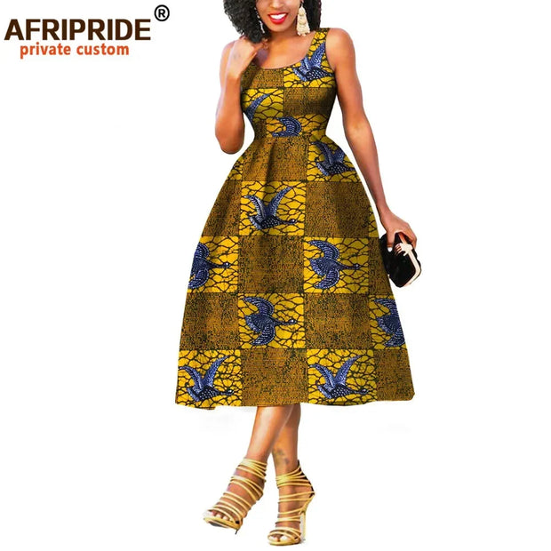 African Dresses for Women African Clothes Summer Dress for Women Knee-length Sleeveless Batik Party Dress A722534