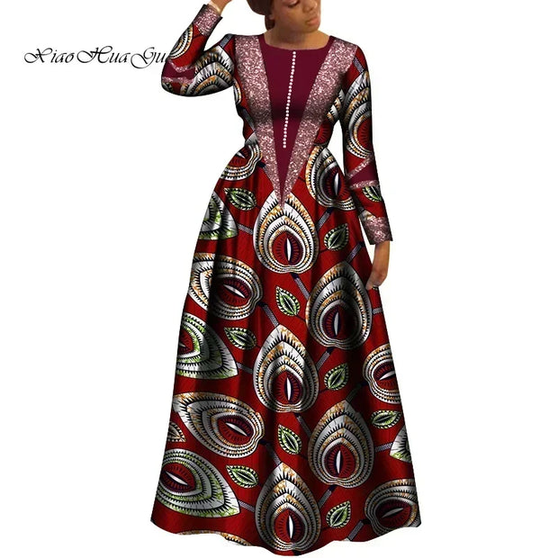 African Dresses for Women Dashiki Dress African Print Robe Africaine Femme Plus Size Africa Clothing Wedding Party WY8034
