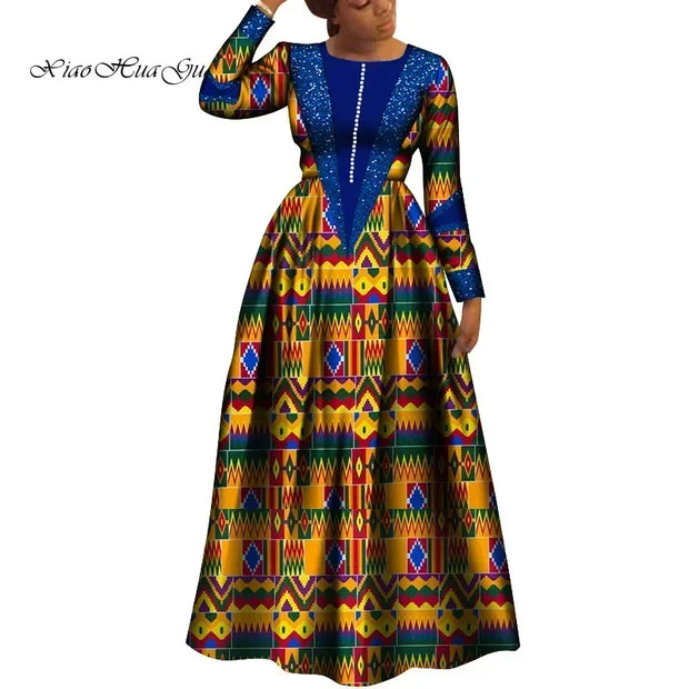 African Dresses for Women Dashiki Dress African Print Robe Africaine Femme Plus Size Africa Clothing Wedding Party WY8034