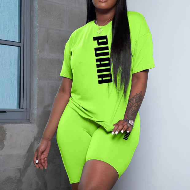 Women Casual Sports Outfits Summer Home Outdoor Comfortable Cool Shorts Tracksuit 2pcs Set Urban Fashion Short Sleeve Streetwear