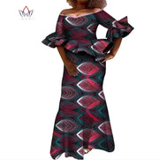 Flare Sleeve Women Skirt Set Dashiki Ankara Party 2 Pcs Sets Tops and Skirt Sets for Women African Women Clothing WY8431