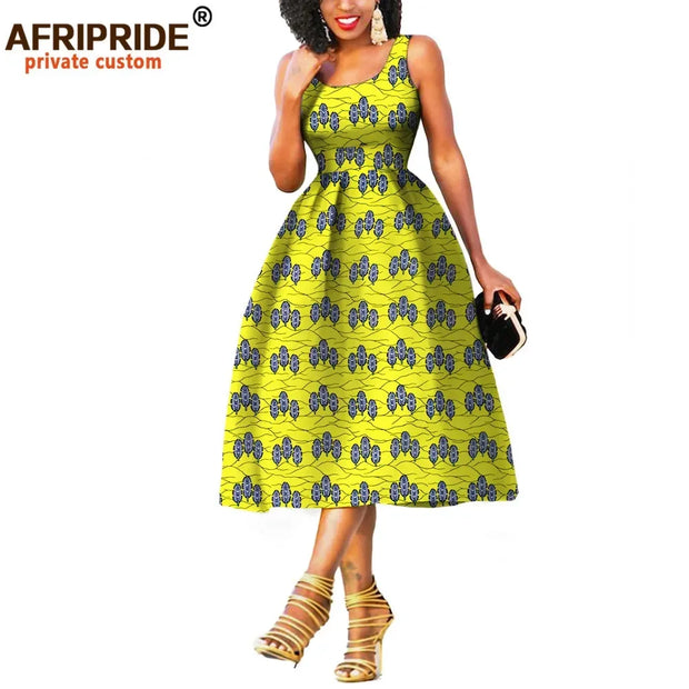 African Dresses for Women African Clothes Summer Dress for Women Knee-length Sleeveless Batik Party Dress A722534