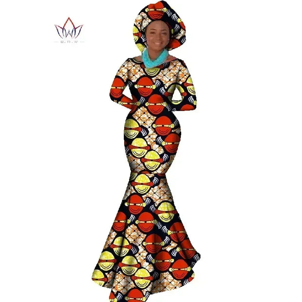 African Women Clothing Long Sleeve Dress Evening Sexy Dress Party Dresses Mermaid Dress Christmas Gift Plus Size 6XL BRW WY556