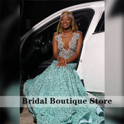 Sparkly Royal Blue Diamonds Mermaid Prom Dress Glitter Sequins Bead Crystal Rhinestones Vestidos Birthday Party Dress Customized