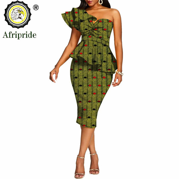 African 2 Piece Set for Women Crop Top + Print Skrit Set Ankara Clothing Dashiki Outfits Blouse Shirt Midi Skirt Casual S1926100