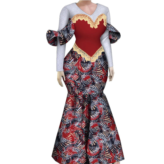 Women African Plus Size Evening Dresses Wedding Party Long Luxury Lace Gown Bodycon Mermaid Dress Ankara Dresses Clothing WY1490