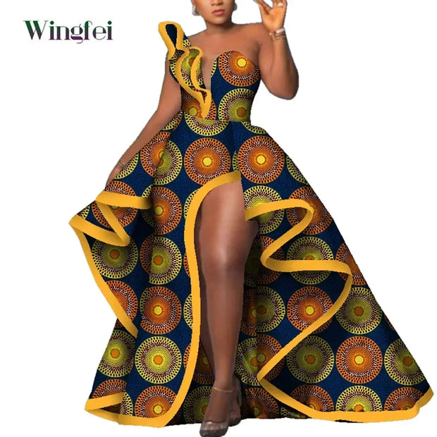 Dashiki Party Dresses Fashion Robe Africaine Ankara Floral Print Maxi Long Strapless Dresses African Dresses for Women WY6981