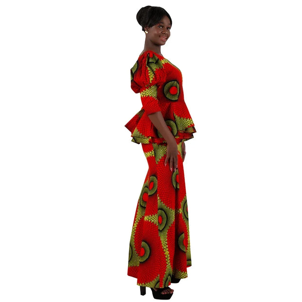 Church African Skirt and Top 2pcs Set High Waist Handmade Plus Size Wedding Party Clothing for Elegant Fashion Lady WY9335