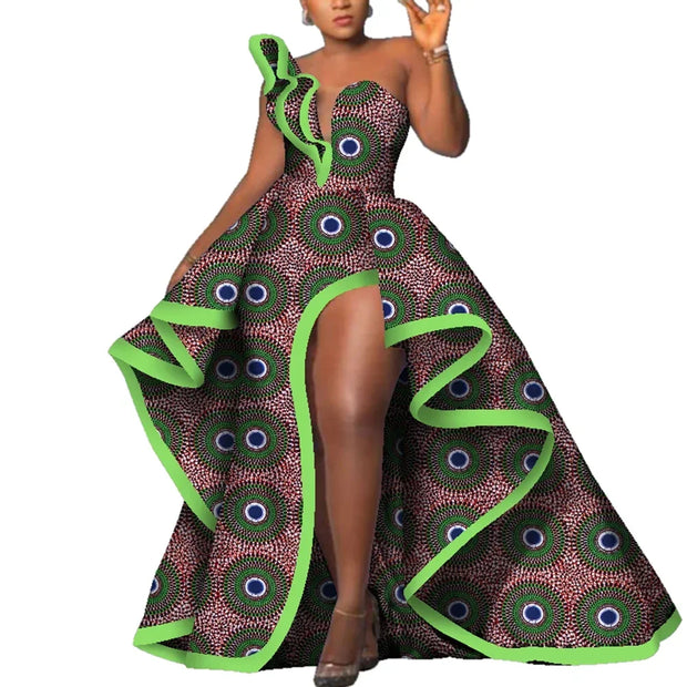 Dashiki Party Dresses Fashion Robe Africaine Ankara Floral Print Maxi Long Strapless Dresses African Dresses for Women WY6981