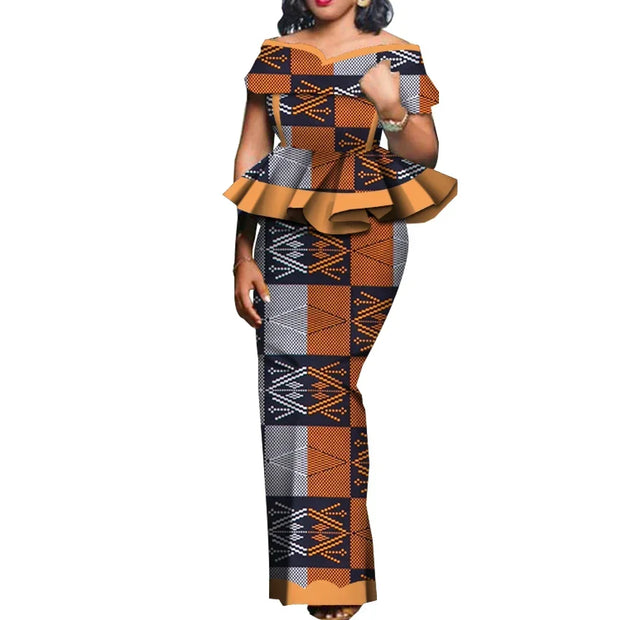 Party African Dress Women Skirt Sets Traditional  2 Pieces Suits Custom Made Dashiki Tops and Skirts Plus Size Clothing WY5104