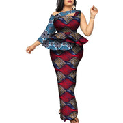 BintaRealWax African Women Clothing Bazin Rich Top and Skirt Sets Plus Size 7XL African Clothing 2 Pieces Skirt Set WY9067