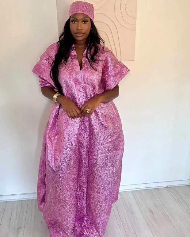 African Dress for Women Plus Si ze Embroidery Weddi ng Guest Long Maxi Dress with Scarf