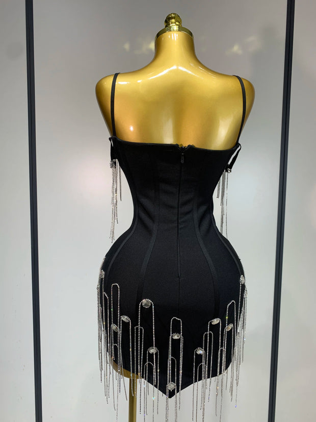 Women Sexy Backless Spaghetti Strap Bodycon Black Sleeveless Bandage Dress Elegant Prom Gown Club Evening Party Birthday Dresses