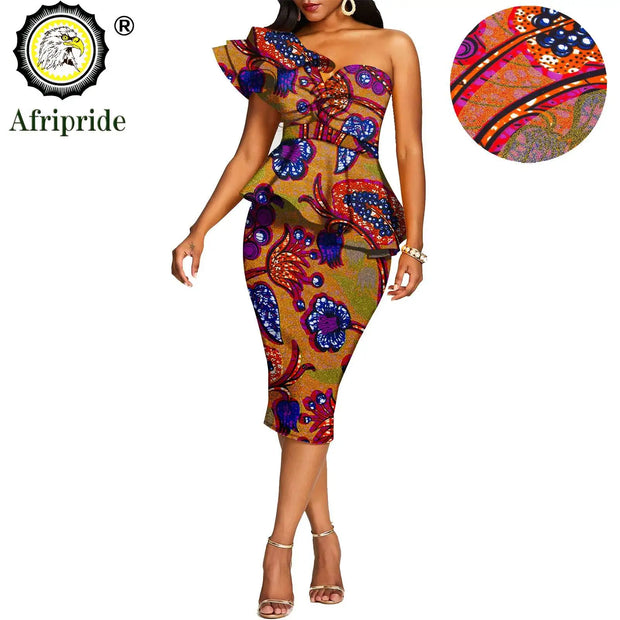 African 2 Piece Set for Women Crop Top + Print Skrit Set Ankara Clothing Dashiki Outfits Blouse Shirt Midi Skirt Casual S1926100